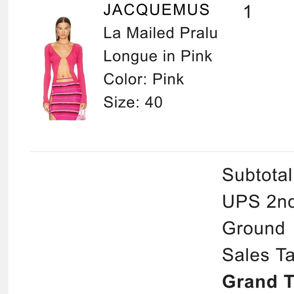 Jacquemus La Mailed Pralu Longue in Pink, SIZE 40